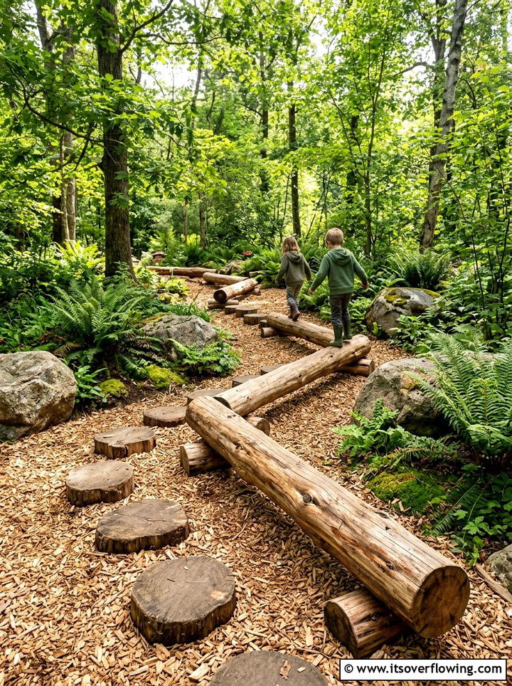 Natural log play area - 25 backyard ideas for kids
