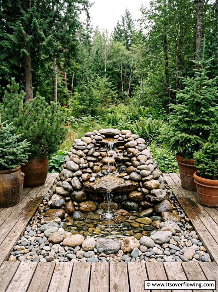 Natural river rock fountain - 25 garden decor ideas with tabletop fountains