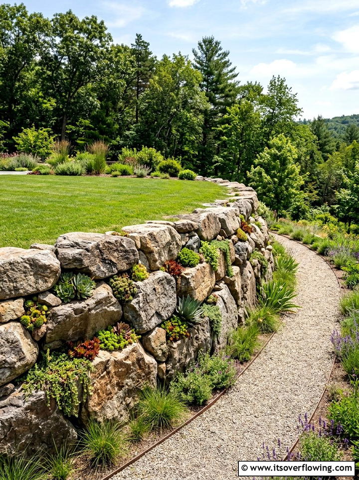 Natural rock retaining wall - 25 backyard ideas with tropical retreat