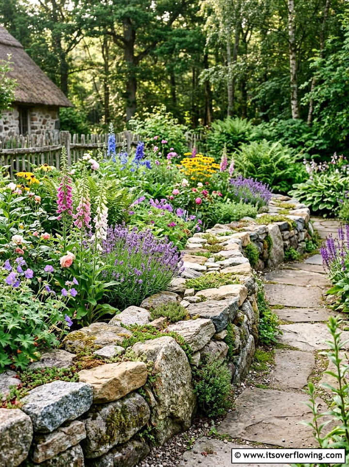 Natural stone border - 25 backyard ideas with edging