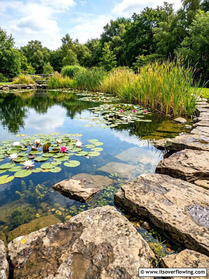 Natural stone pond - 25 garden ideas for english style