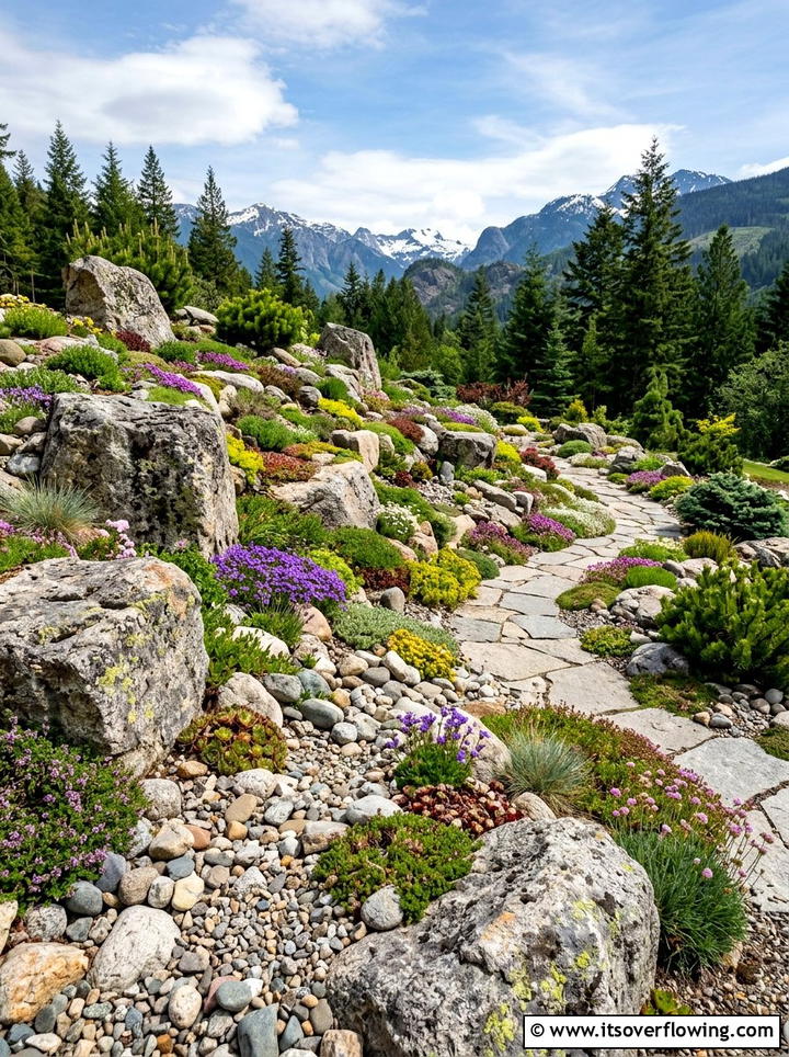 Natural stone rock garden - 25 garden ideas for backyards