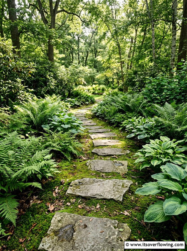 Natural stone stepping stone - 25 backyard ideas with pathways