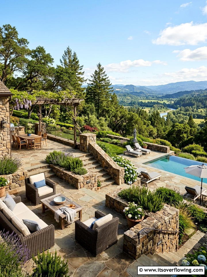 Natural stone terrace - 25 backyard ideas with rocks