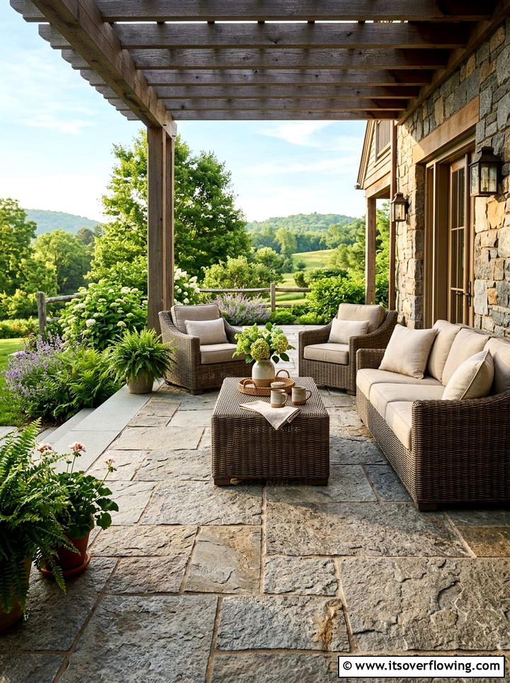 Natural stone tile porch - 25 front porch ideas with tile floor