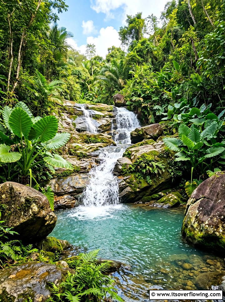 Natural stone waterfall - 25 backyard ideas with tropical retreat