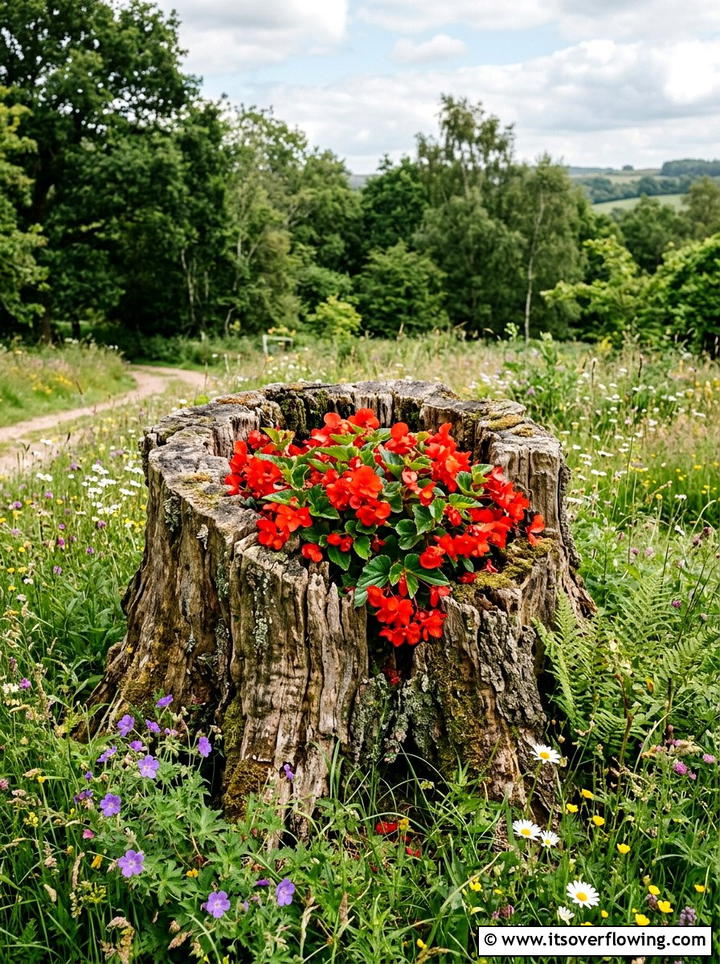 Natural tree stump planter - 25 creative garden ideas with unusual planters
