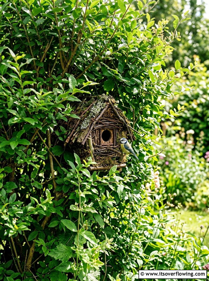 Natural twig birdhouse - 25 garden decor ideas with birdhouses