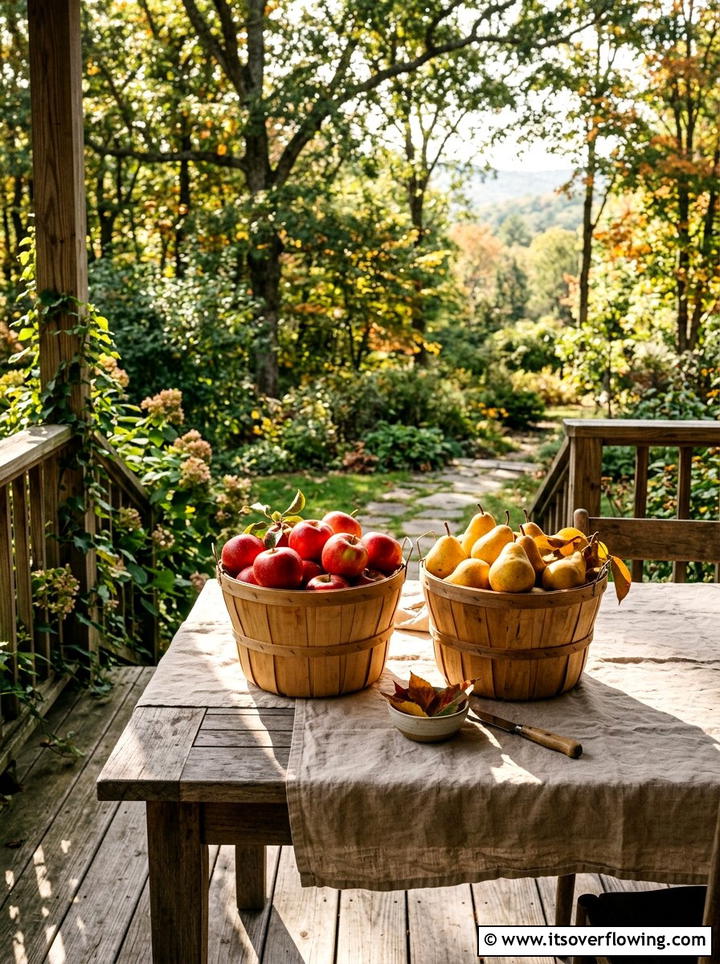 Natural wood fruit baskets - 25 front porch decor ideas with baskets