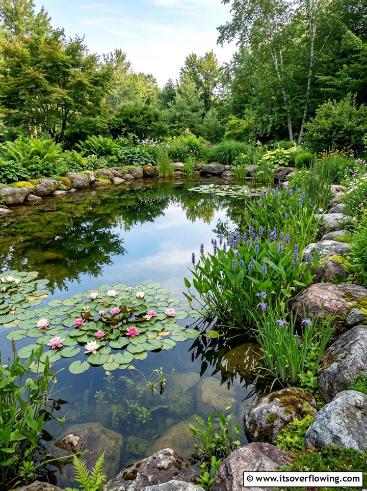 Naturalistic pond with aquatic natives - 25 backyard ideas with native plants