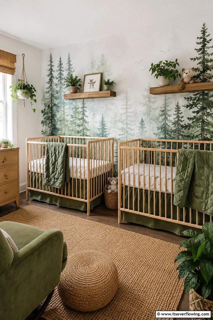 Nature Inspired Elements - 30 Twin Nursery Ideas for Stylish & Functional Baby Spaces