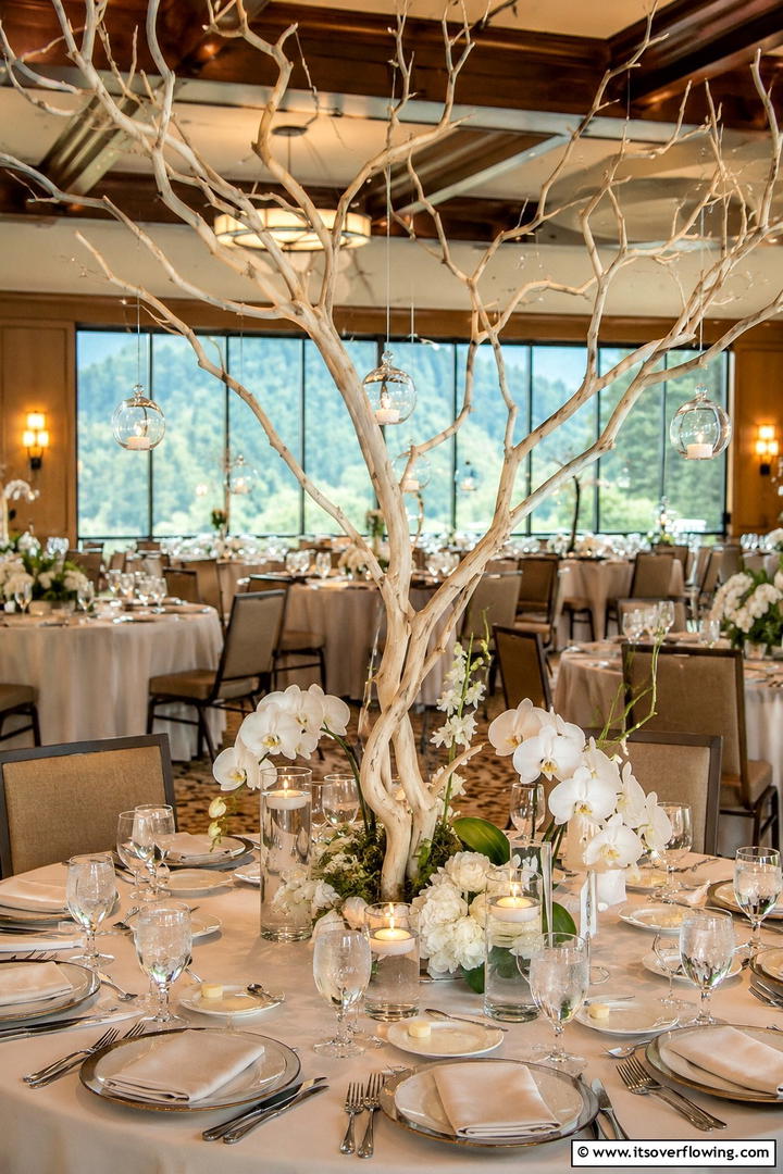 Nature Inspired Tree Branch Art - 30 Tall Wedding Centerpiece Ideas for Elegant Table Displays