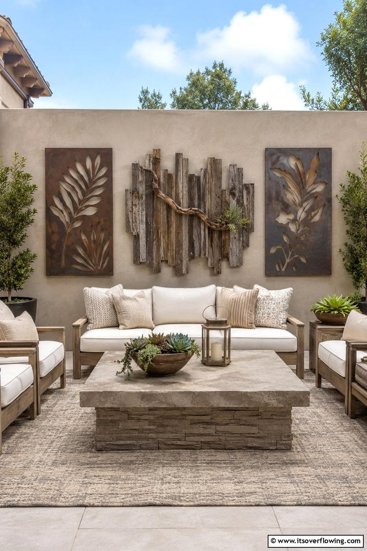 Nature Inspired Wall Art - 30 Rustic Patio Ideas for a Charming Outdoor Relaxation Spot