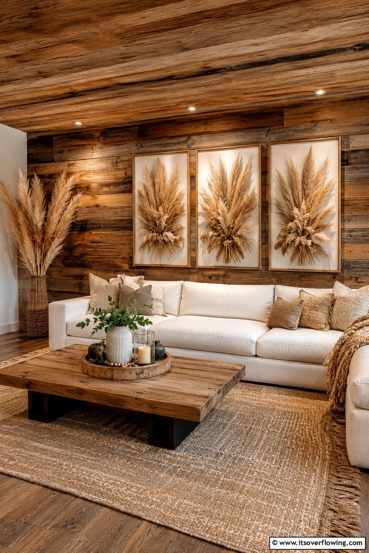 Nature Inspired Wood and Pampas Combos - 30 Pampas Grass Wedding Decor Ideas for Boho Chic Vibes