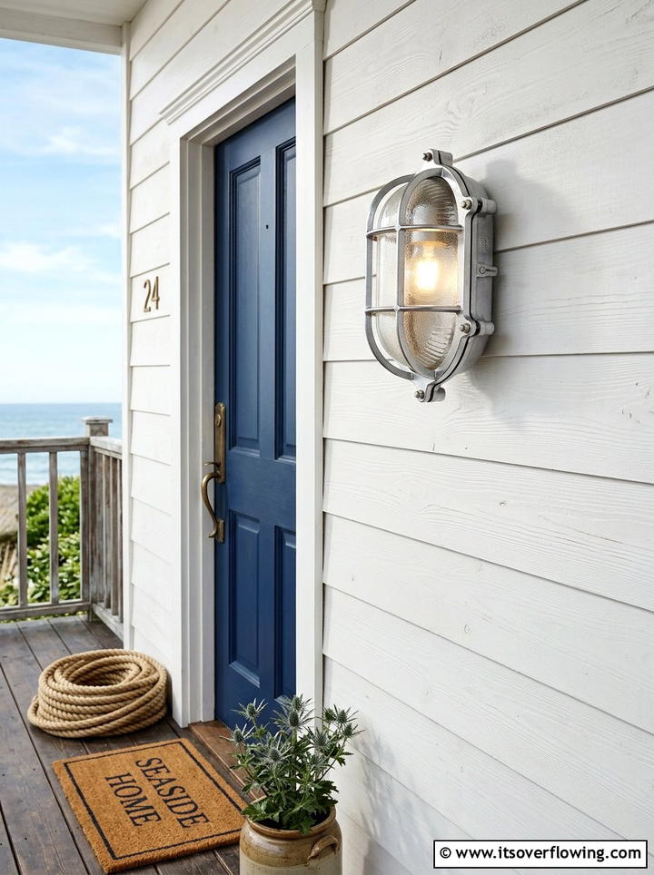 Nautical Bulkhead Porch Light - 25 front porch ideas with motion lights