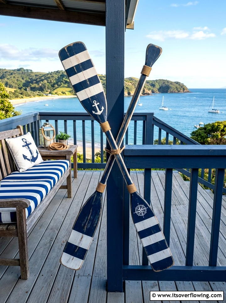 Nautical Oar Decor - 25 backyard decorating ideas with wall decor