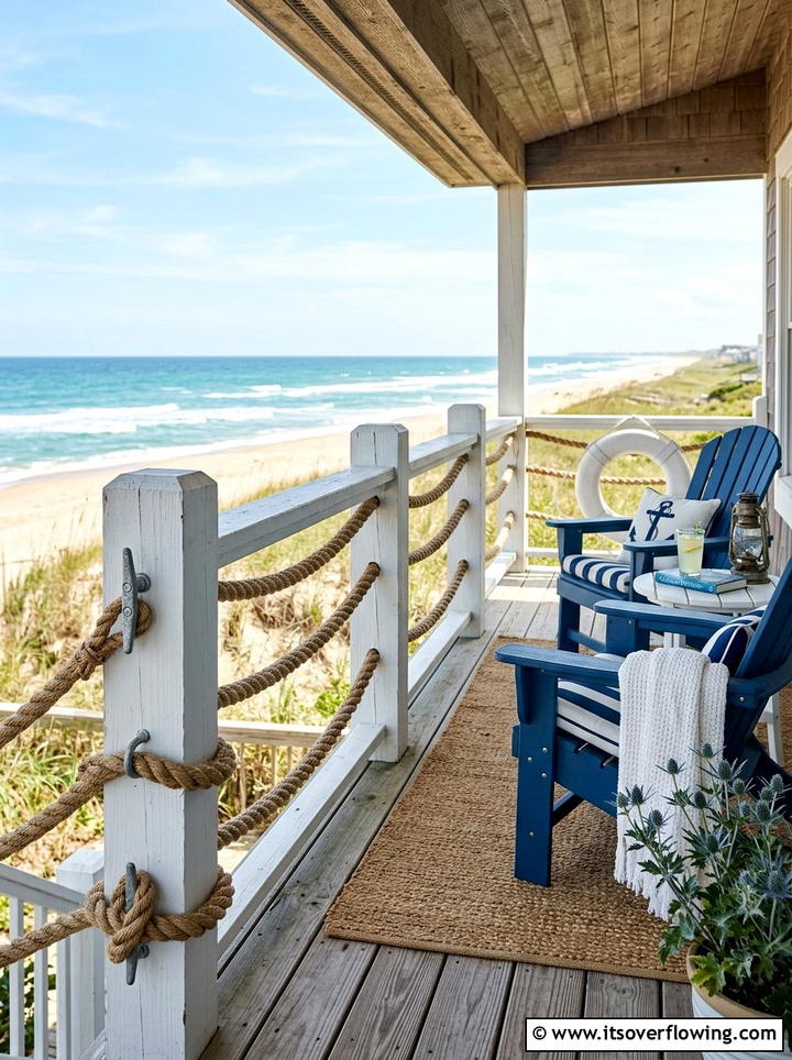 Nautical Rope Decor - 25 front porch decor ideas with coastal blue palette