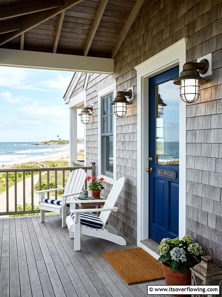 Nautical bulkhead wall light - 25 front porch decor ideas with layered lighting