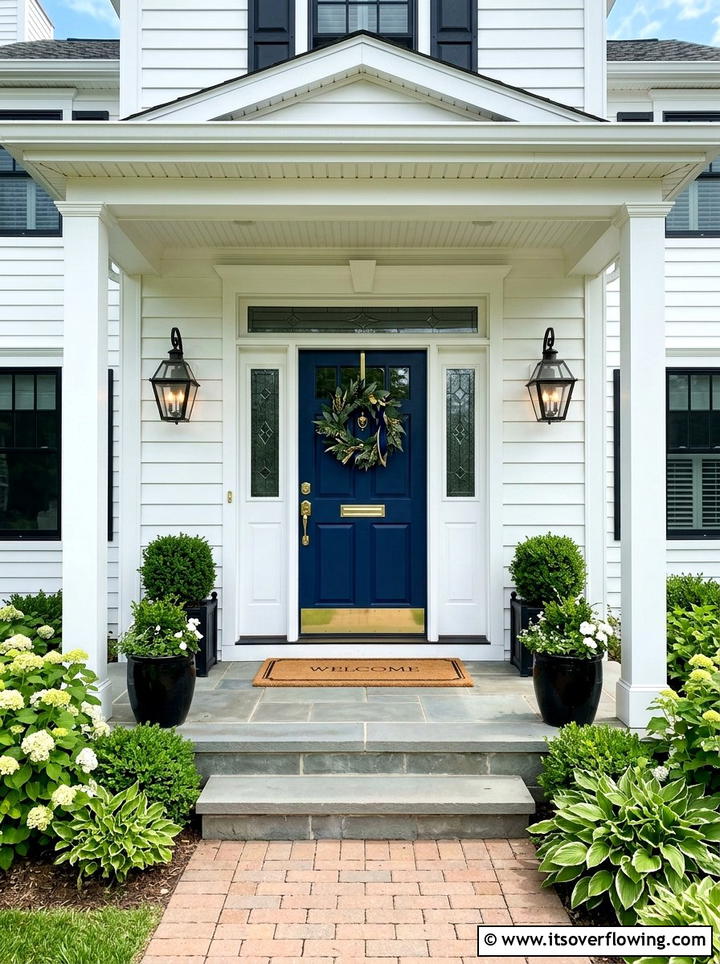 Navy Blue Front Door - 25 front porch ideas with coastal style