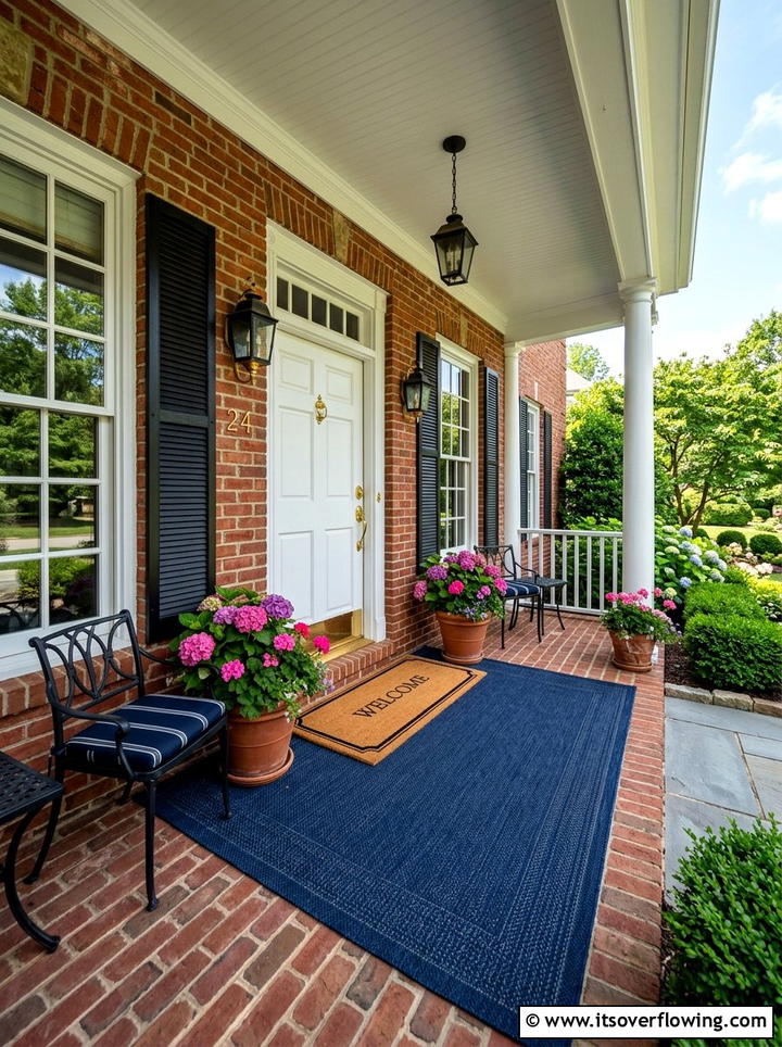 Navy Blue Outdoor Rug - 25 front porch ideas with layered doormats