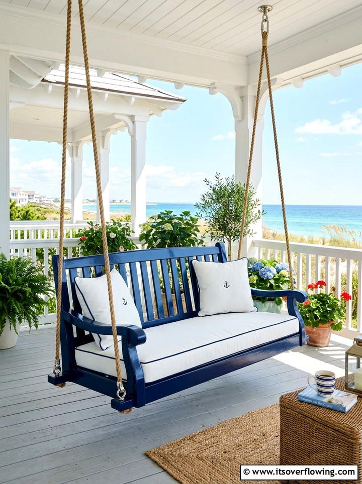 Navy Blue Porch Swing - 25 front porch ideas with porch swing