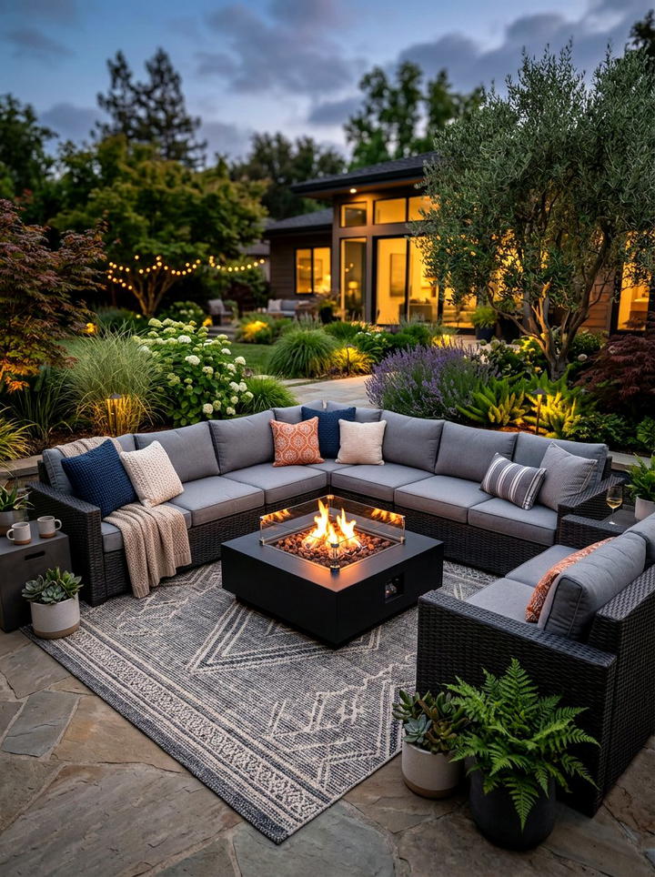 Navy and white patio furniture - 25 backyard decorating ideas with coastal accents