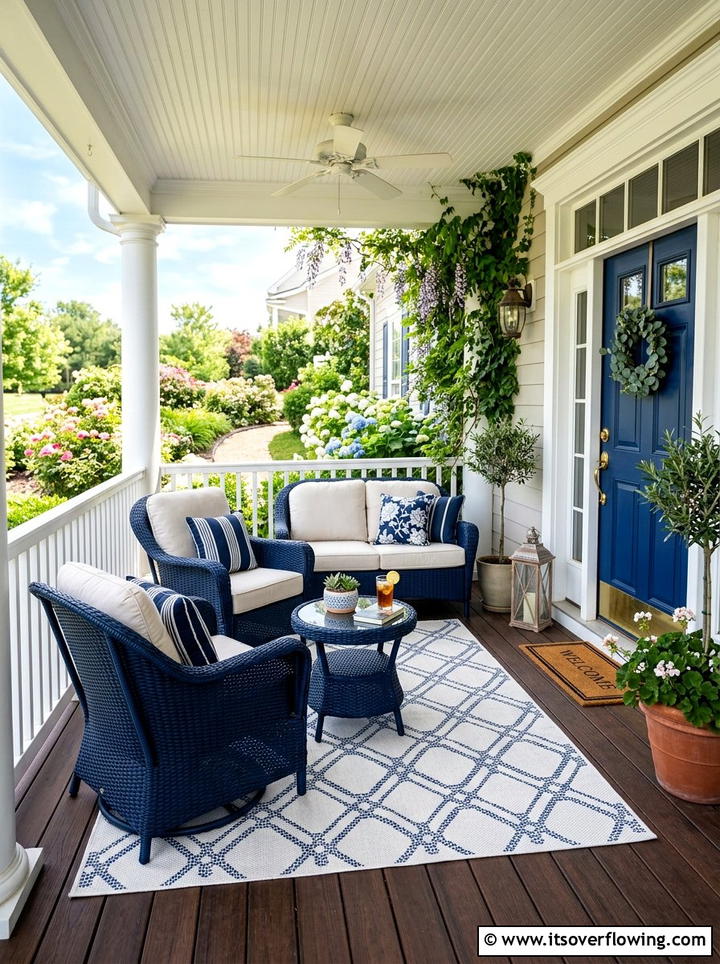 Navy blue furniture - 25 front porch ideas with pops of color