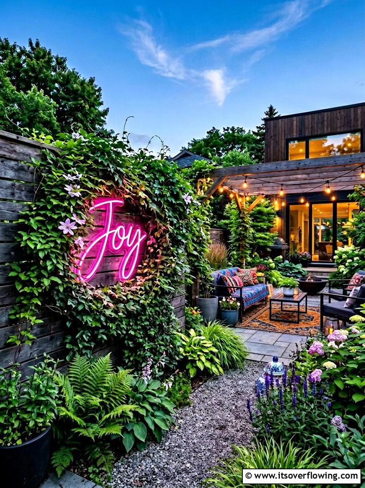 Neon Garden Signs - 25 garden ideas for maximalist style