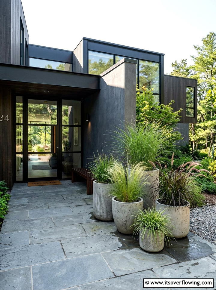 Neutral Cement Pots - 25 front porch ideas with planters
