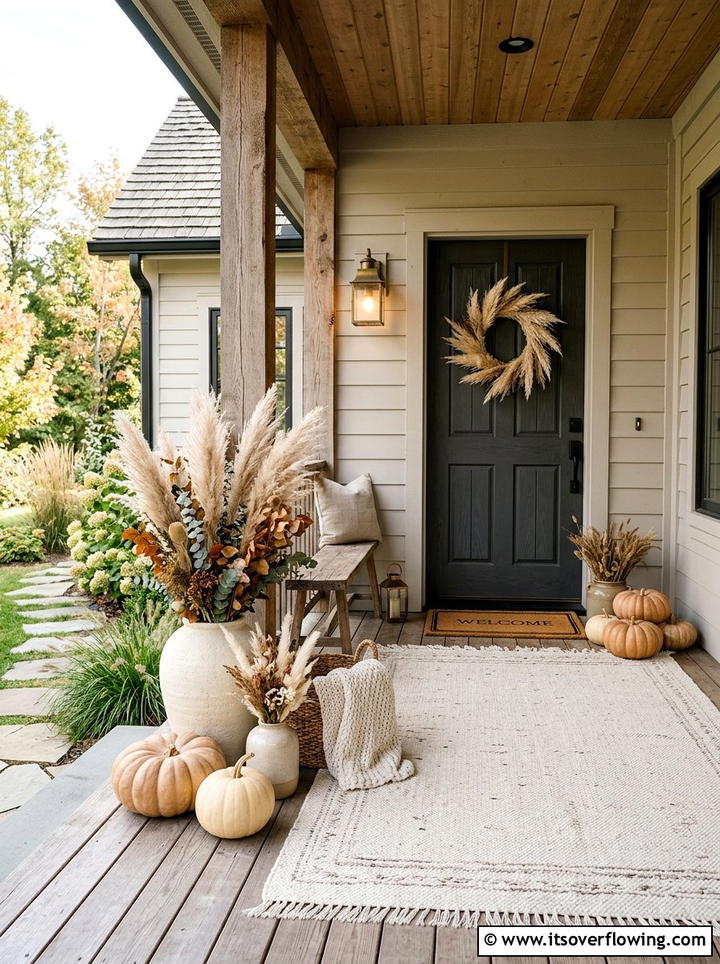 Neutral Fall Porch Palette - 25 front porch ideas with fall decor