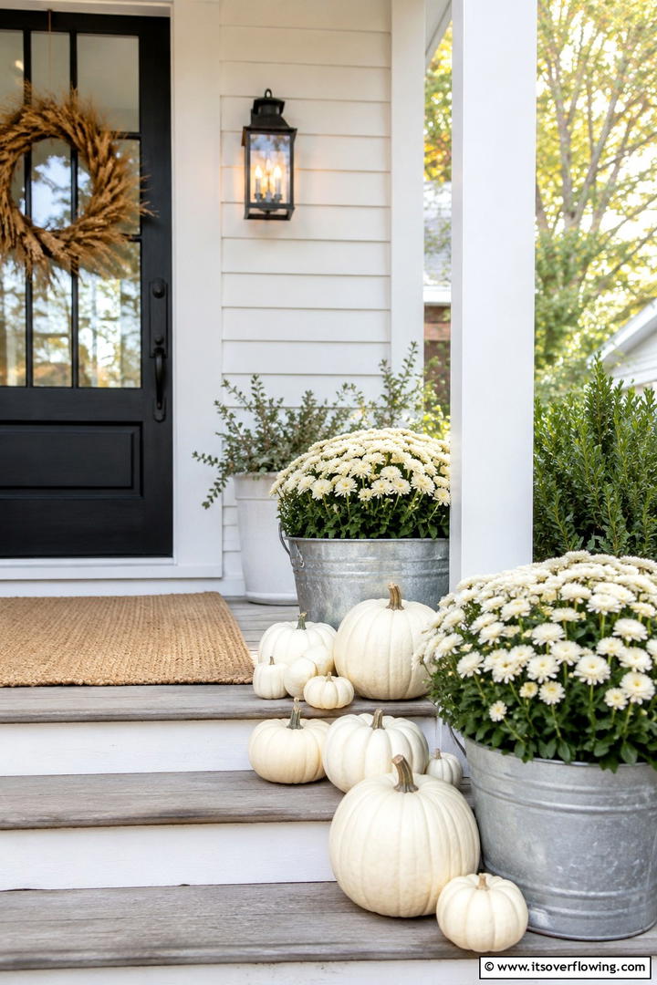 Neutral Front Porch Farmhouse Style - 50 Fall Decor Ideas for A Cozy Seasonal Refresh at Home