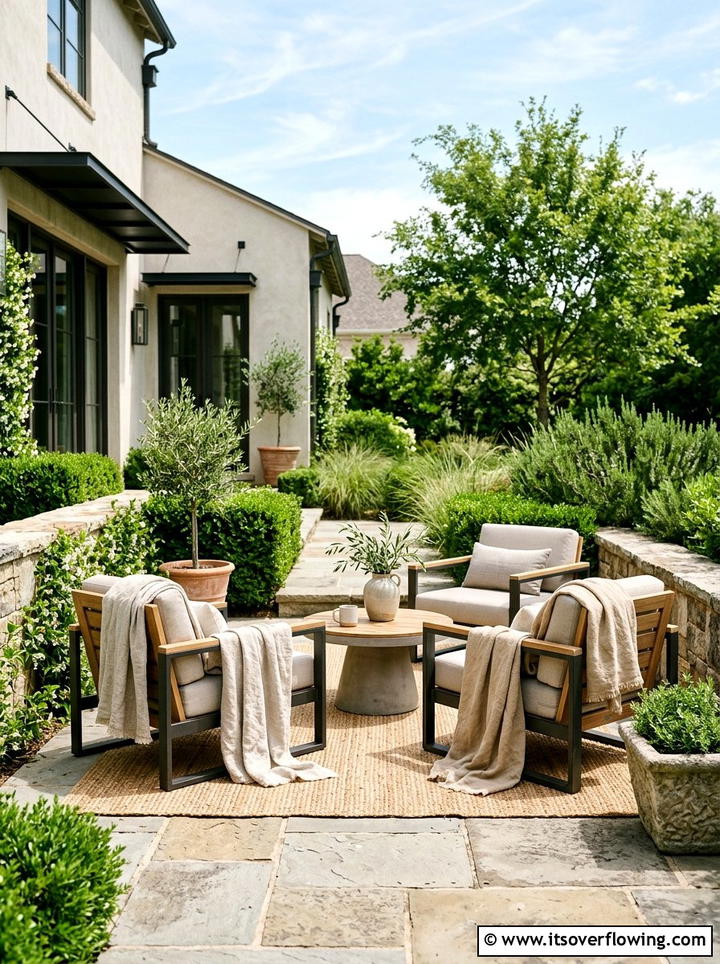 Neutral Linen Layer - 25 backyard decorating ideas with throws