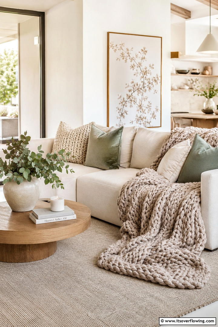 Neutral Living Room Textiles - 50 Minimalist Fall Decor Ideas to Upgrade Spaces Now