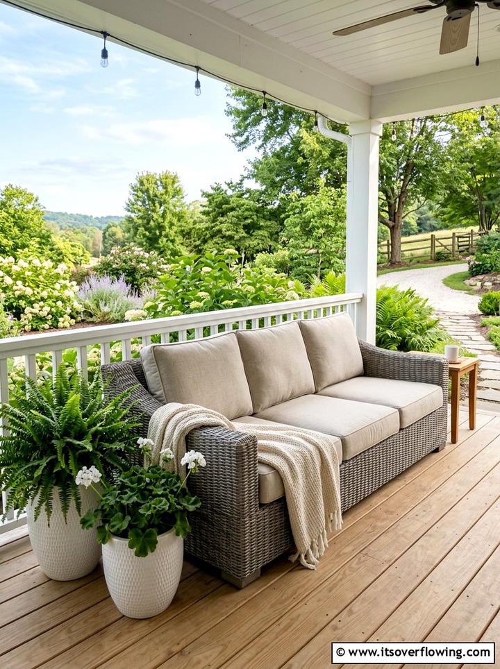 Neutral Outdoor Cushions - 25 front porch ideas for townhouses