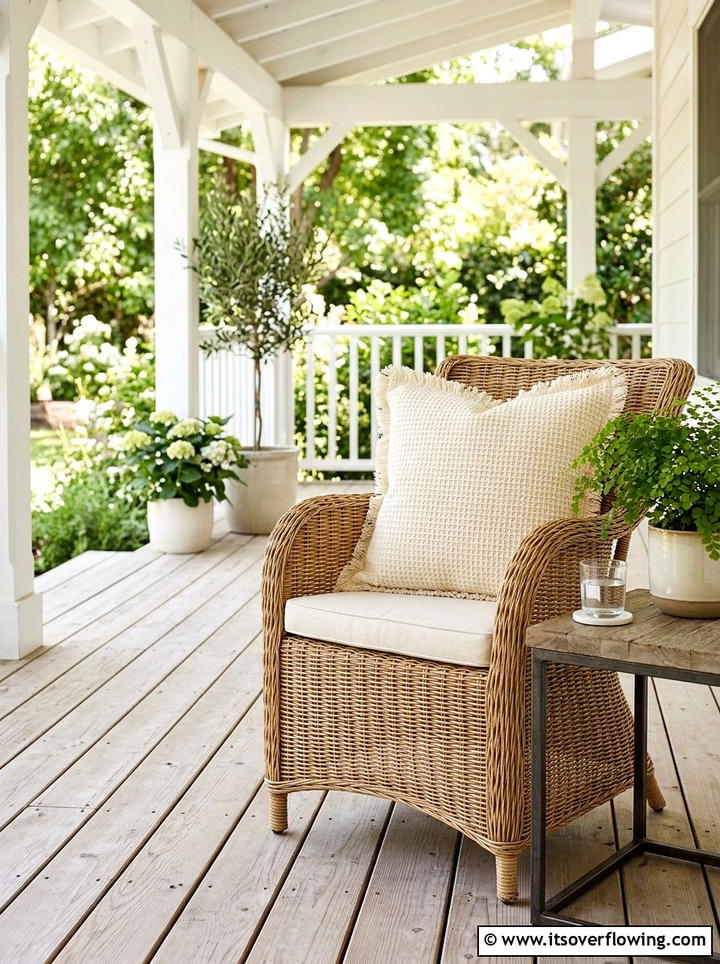 Neutral Outdoor Pillow - 25 front porch decor ideas with farmhouse charm