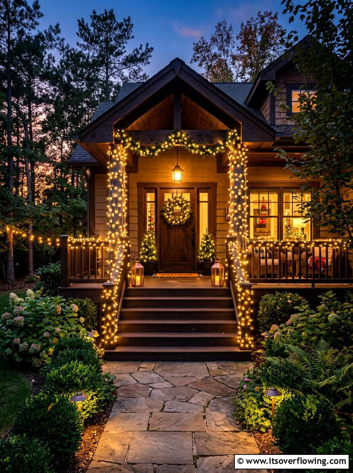 Neutral Winter Porch - 25 front porch decor ideas with holiday entry styling