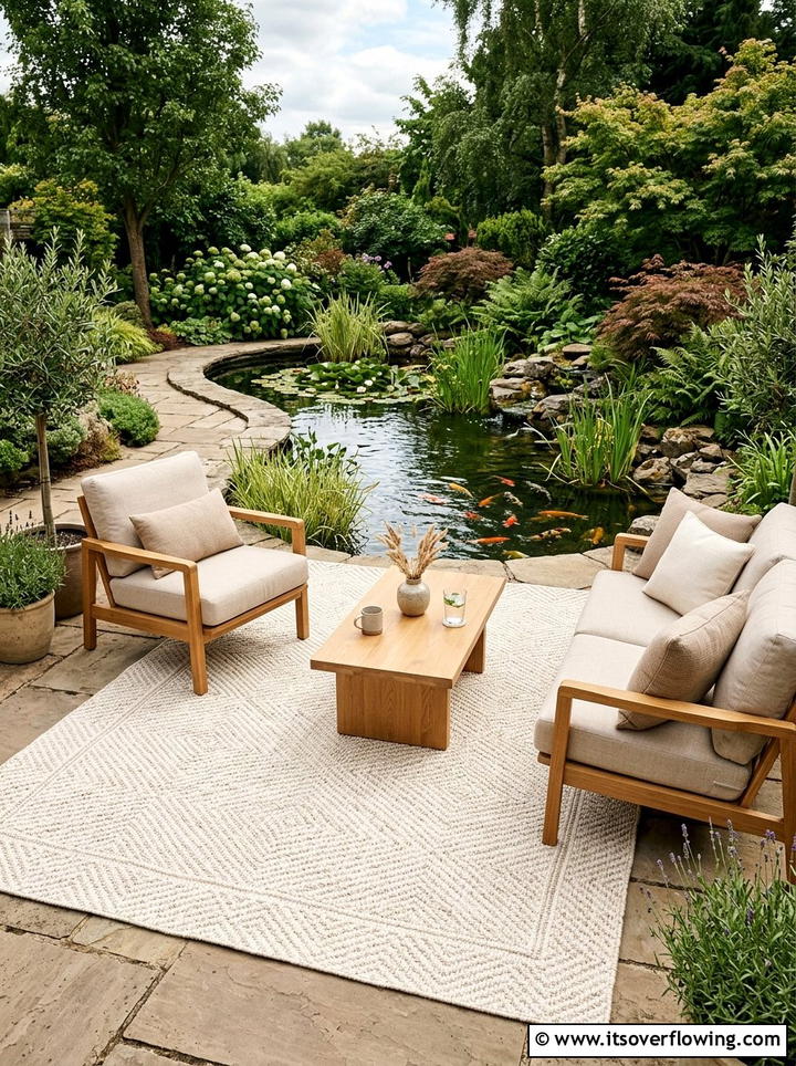 Neutral rug for outdoor lounge - 25 garden decor ideas with outdoor rugs