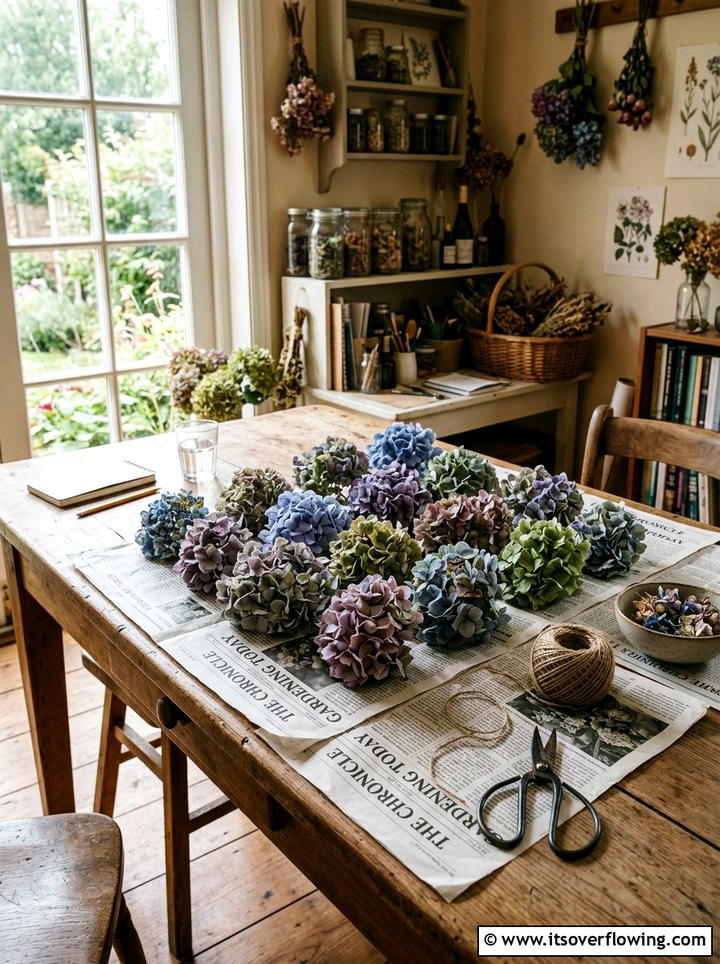 Newspaper Flower Drying Support - 25 recycled garden ideas with old newspapers