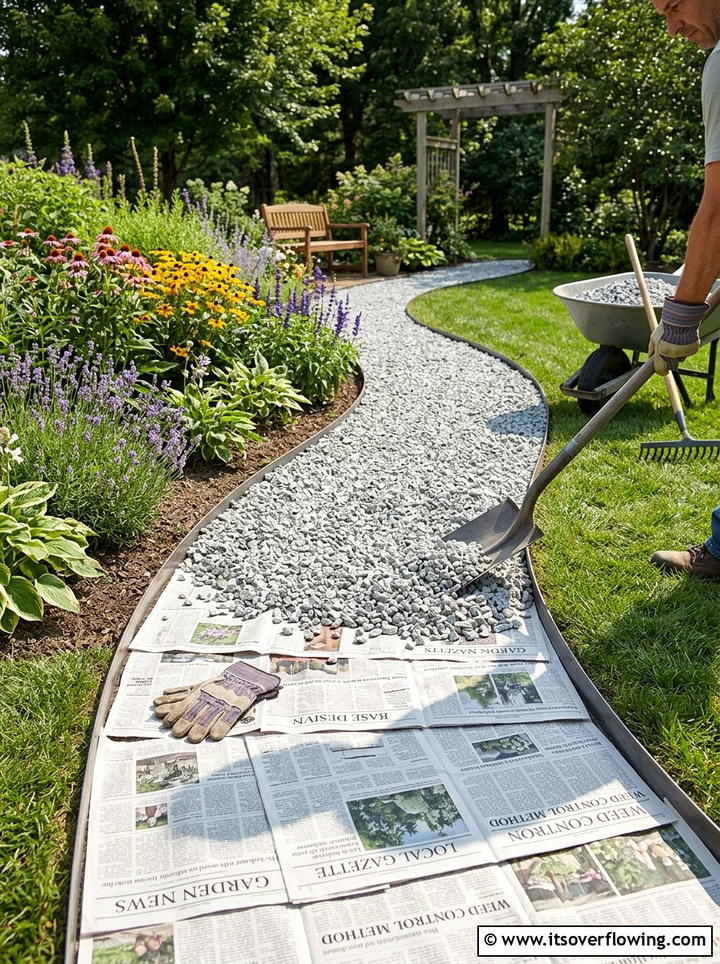 Newspaper Garden Path Base - 25 recycled garden ideas with old newspapers