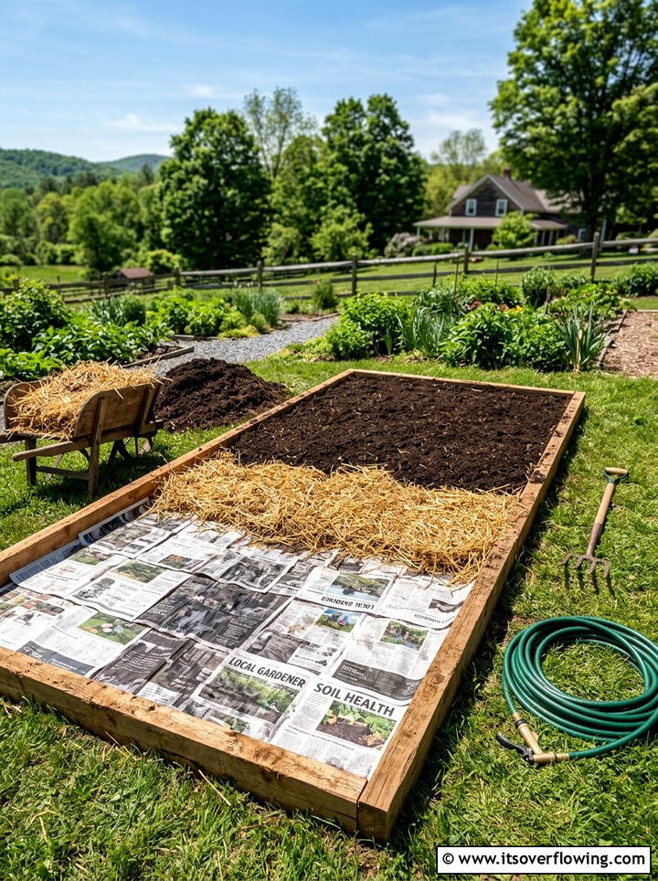 Newspaper Lasagna Gardening Layer - 25 recycled garden ideas with old newspapers