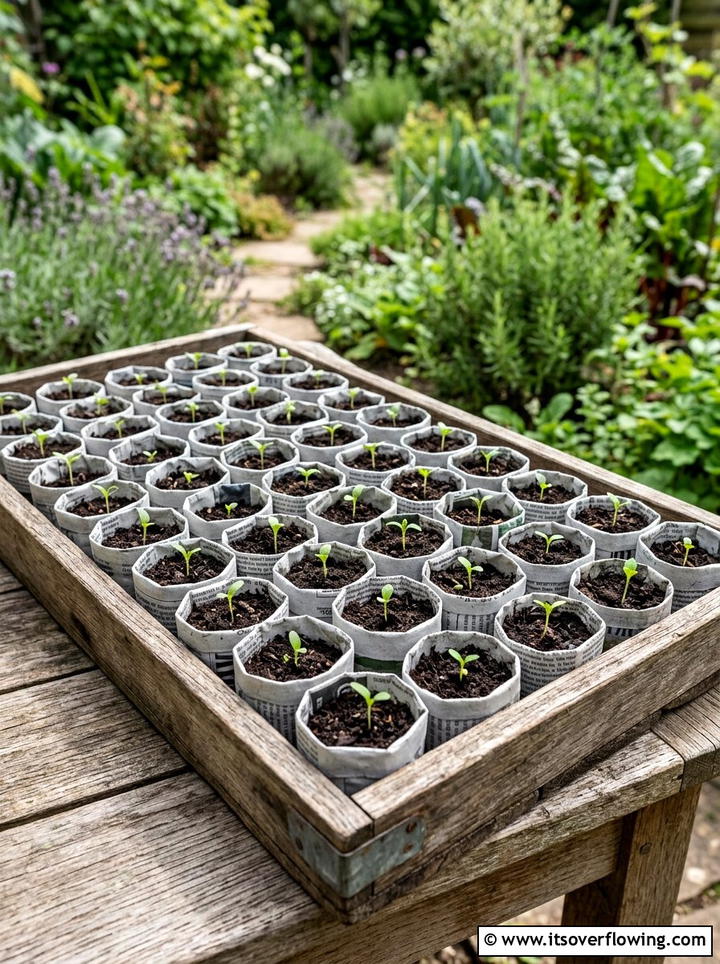 Newspaper Seedling Pot - 25 recycled garden ideas with composting