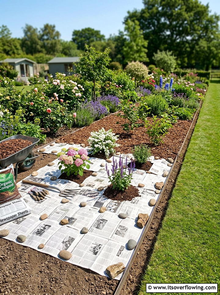 Newspaper Sheet Mulching - 25 recycled garden ideas with old newspapers
