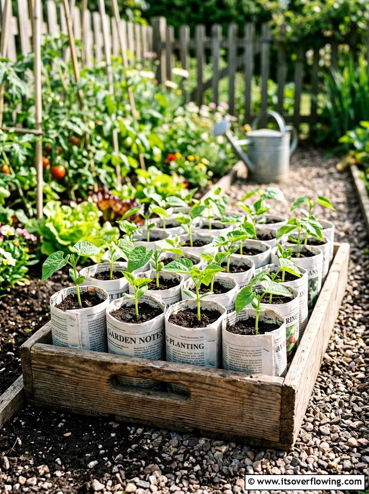 Newspaper plant pot - 25 recycled garden ideas for school projects