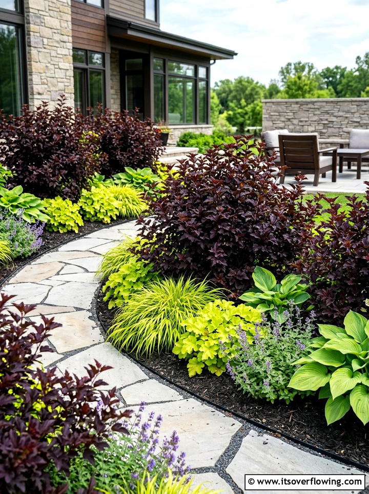 Ninebark Foliage Garden - 25 garden design ideas with low maintenance shrubs