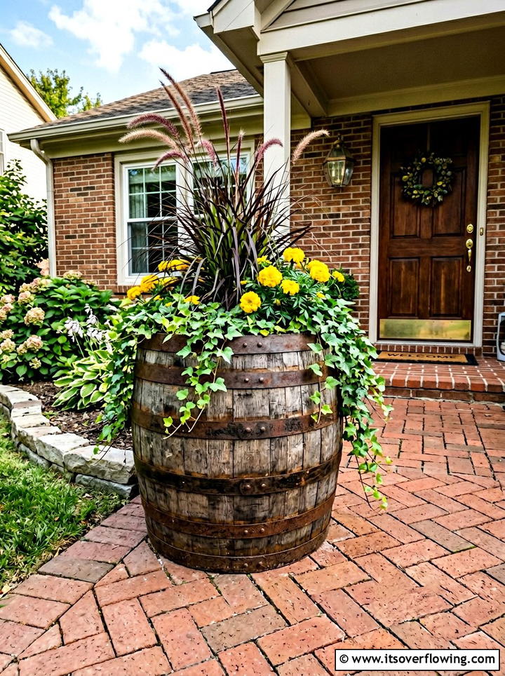 Oak Barrel Planter - 25 creative garden ideas on a budget