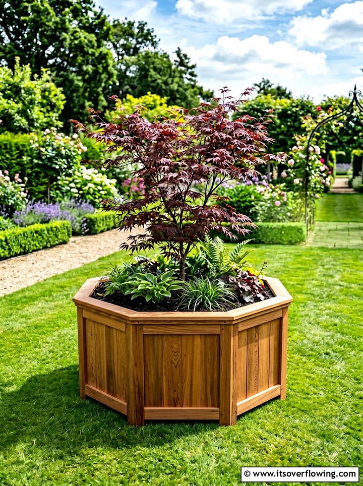 Octagon cedar planting box - 25 creative garden ideas with geometric beds