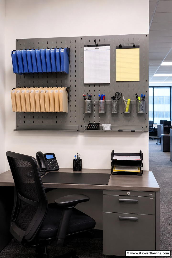 Office Filing and Stationery Organizer - 30 Pegboard Ideas to Organize Your Home Efficiently