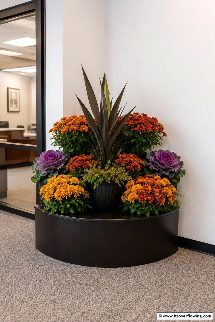 Office Seasonal Plant Display - 50 Fall Office Decor Ideas for A Sleek, Calm Workspace