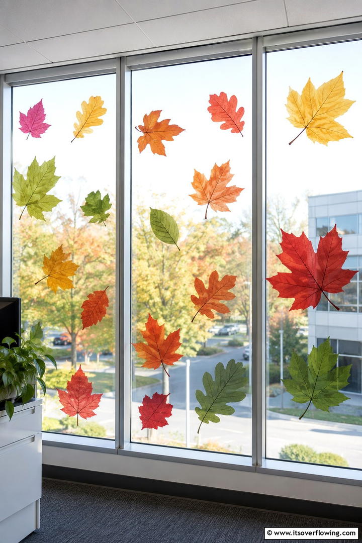 Office Window Cling Decorations - 50 Fall Office Decor Ideas for A Sleek, Calm Workspace