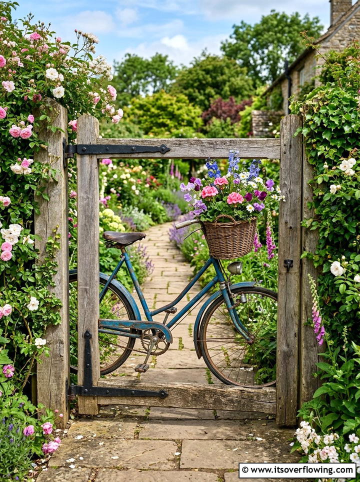 Old Bicycle Garden Gate - 25 reusing old things ideas for gate decor